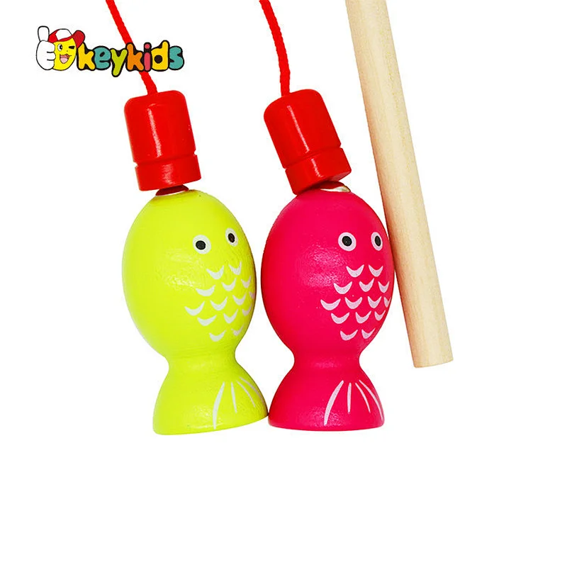 Early educational 3D wooden magnetic cat fishing game for kids W01A441
