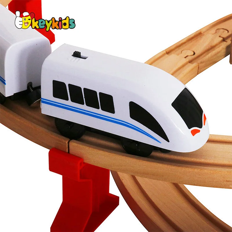 new design kids wooden electric toy train sets W04C048