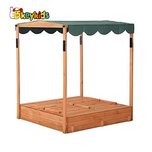 Children garden large playground wood sandbox with benches W01D160