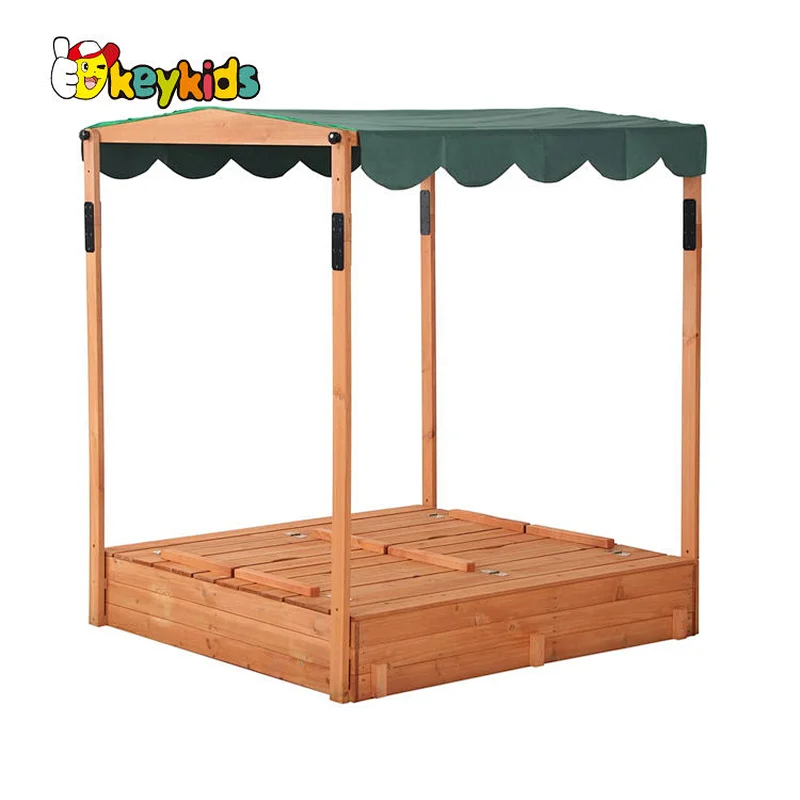 Children garden large playground wood sandbox with benches W01D160