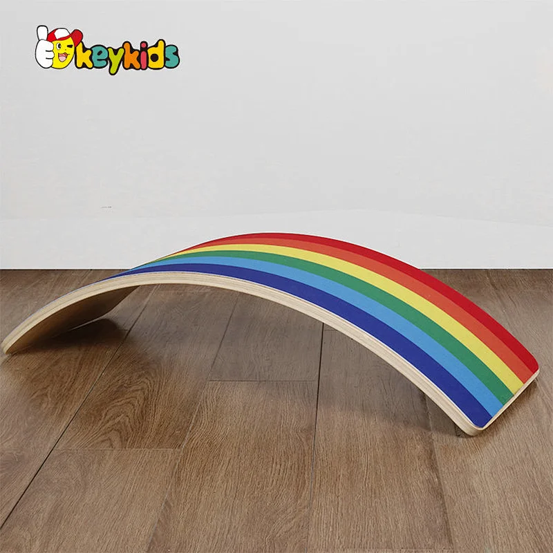 Montessori Teaching Aids Wobble Educational Playing Yoga Toys Wooden Balance Curvy Board For Kids W01F056