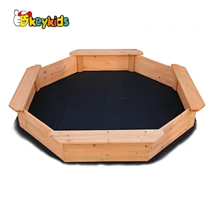 Children garden large playground wood sandbox with benches W01D160