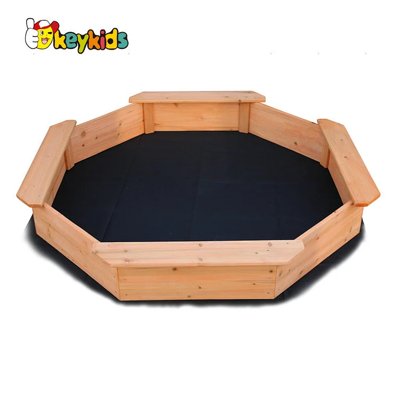 Children garden large playground wood sandbox with benches W01D160