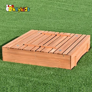 Children garden large playground wood sandbox with benches W01D160