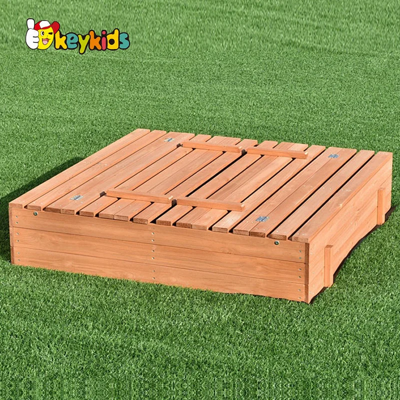 Children garden large playground wood sandbox with benches W01D160