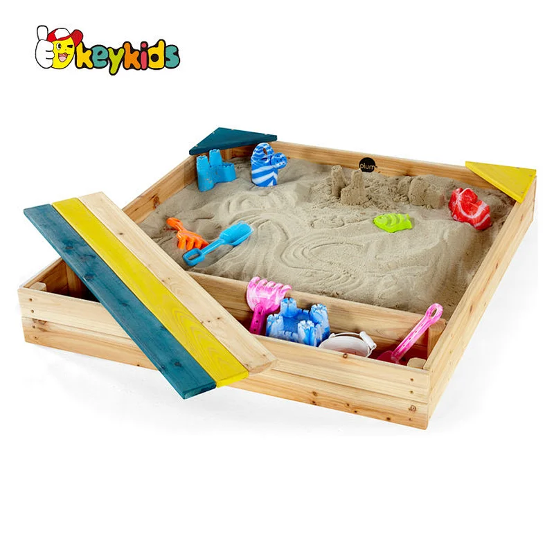 Kids garden playground small wooden indoor sandpit with bench W01D159