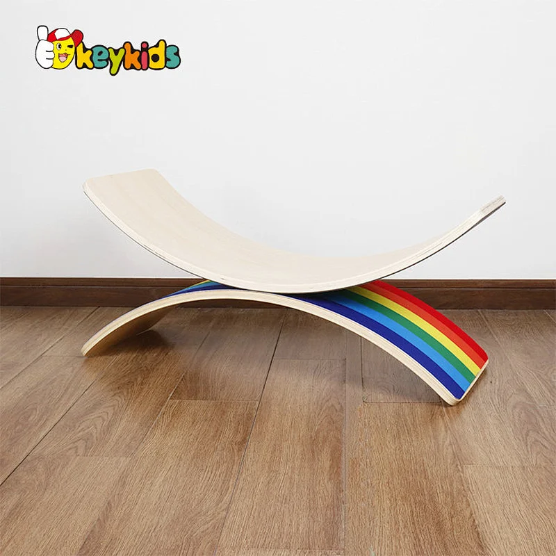 Montessori Teaching Aids Wobble Educational Playing Yoga Toys Wooden Balance Curvy Board For Kids W01F056