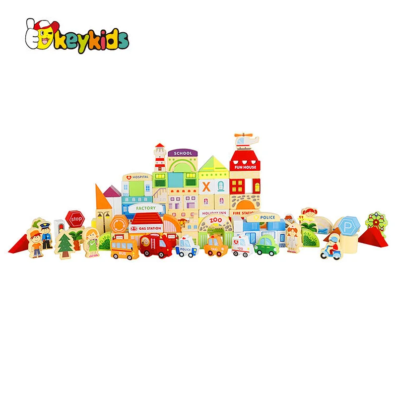 115 Pcs Stacking Montessori Educational Large Colorful Wooden building blocks toys W13A200
