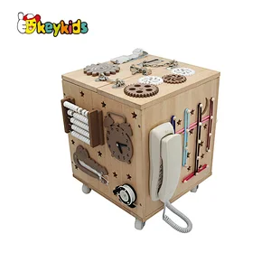 New design educational play large wooden 5 in 1 activity cube for children W12D406