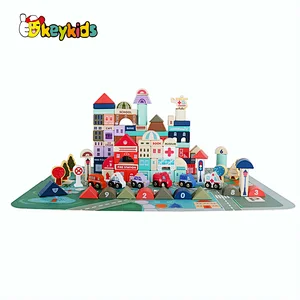 Colorful toddler educational building set wooden toy blocks for kids W13A262