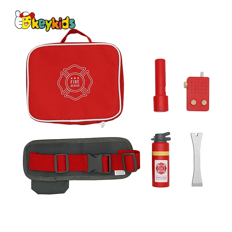 Customize pretend play firefighting tool wooden fire rescue toy for kids W10D455