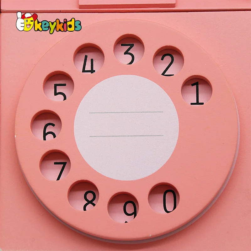 Customize pretend play telephone wooden toy landline phone for kids W10D454B