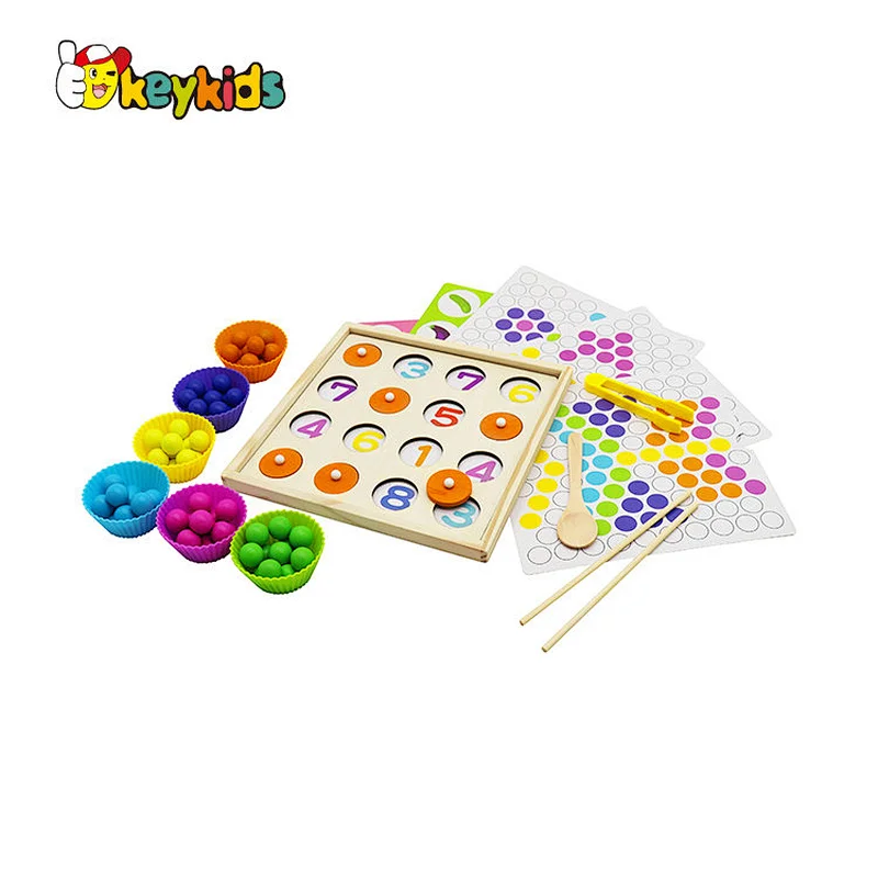 Montessori color classification toy woodenn bead clip bead board Game for kids Concentration Training W12F127