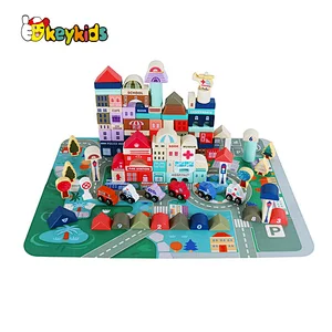 Colorful toddler educational building set wooden toy blocks for kids W13A262