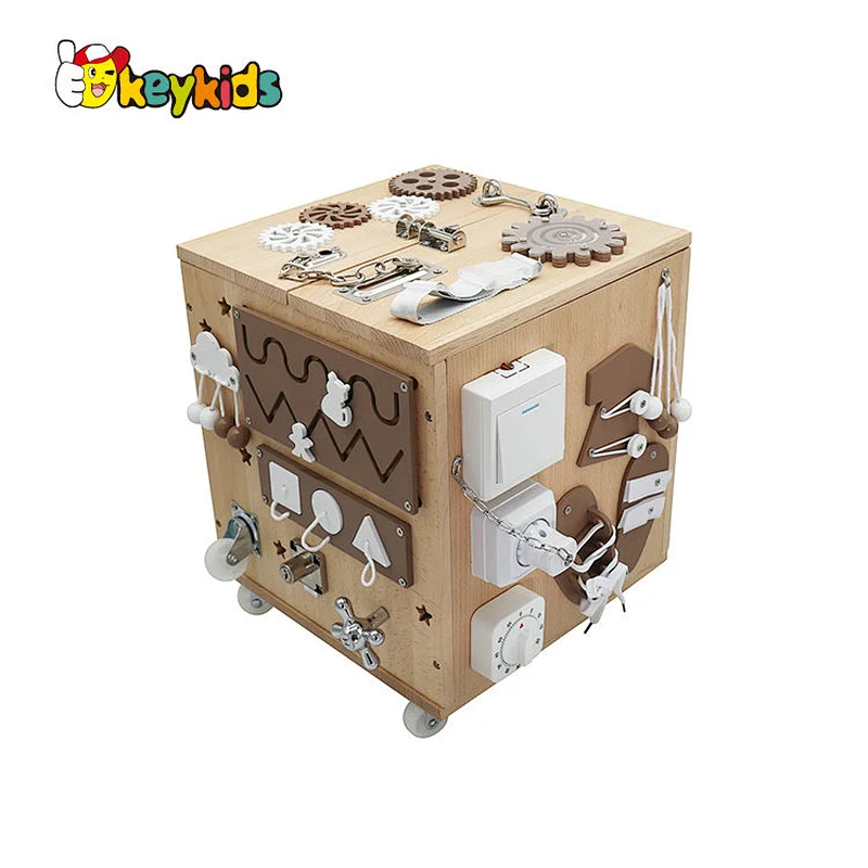 New design educational play large wooden 5 in 1 activity cube for children W12D406