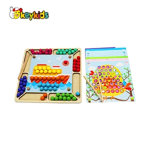 Hot selling Montessori toy clip wooden bead puzzle game for kids W12F111