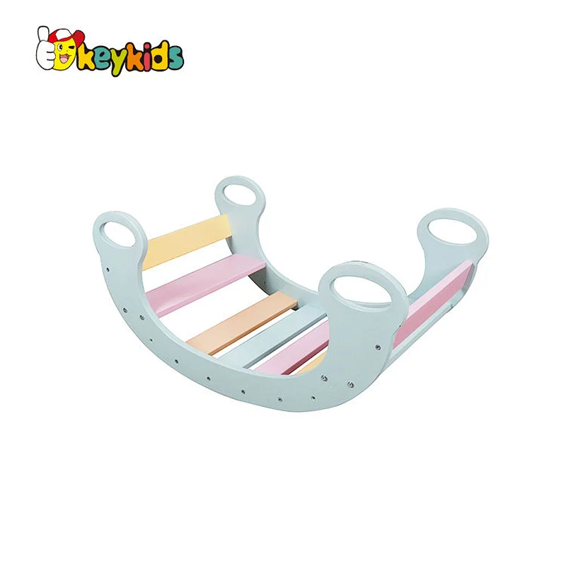Eco-Friendly Activity Gym Rocker Wooden Climbing Arch Ladder for Toddlers W08K324