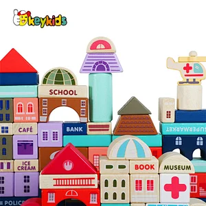 Colorful toddler educational building set wooden toy blocks for kids W13A262