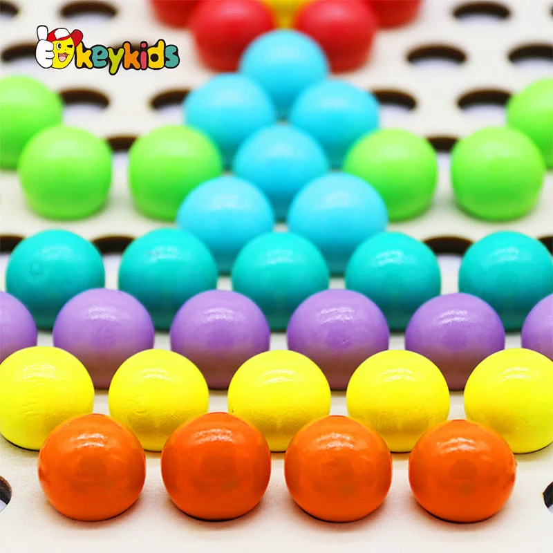 Color Matching Early Learning Educational Wooden Mosaic Pegboard for Kids W12F130