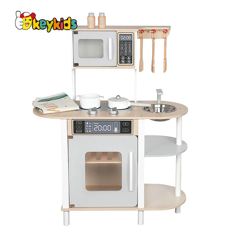 Top sale kids pretend play real wooden kitchen toy play set with Accessories W10C602
