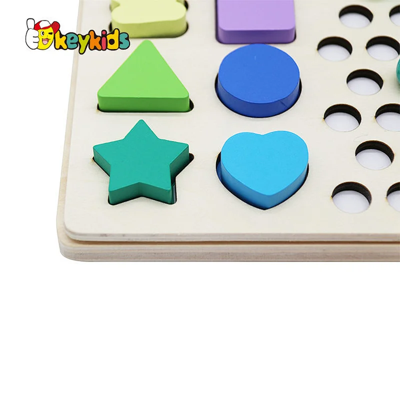 Color Matching Early Learning Educational Wooden Mosaic Pegboard for Kids W12F130