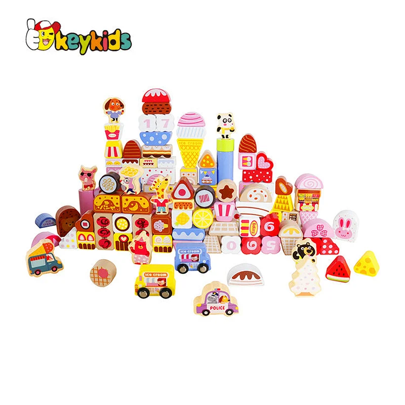 New Building Blocks Montessori Educational Large Colorful Wooden Construction Blocks Toy W13A261