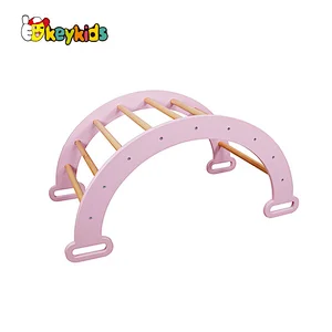 Montessori Indoor Playground Climbing 3 in 1 Foldable Wooden Triangle + Climbing Ramp + Arch Triangle for Toddlers W08K322