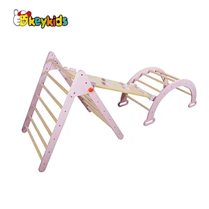 Montessori Indoor Playground Climbing 3 in 1 Foldable Wooden Triangle + Climbing Ramp + Arch Triangle for Toddlers W08K322
