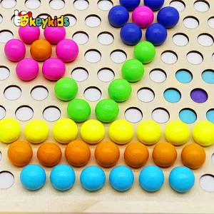 Montessori color classification toy woodenn bead clip bead board Game for kids Concentration Training W12F127