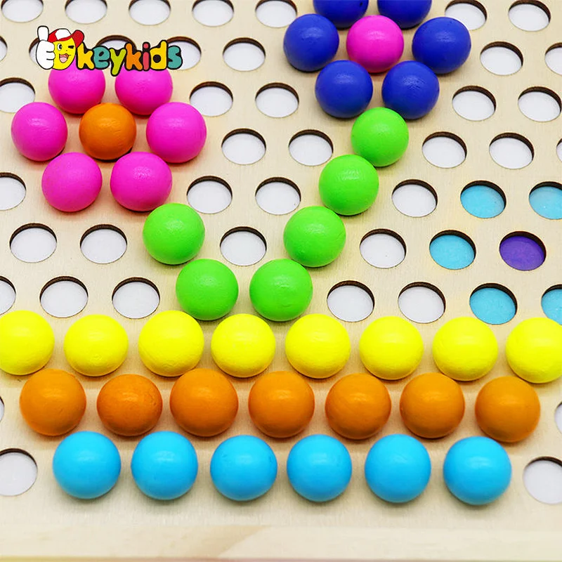 Montessori color classification toy woodenn bead clip bead board Game for kids Concentration Training W12F127