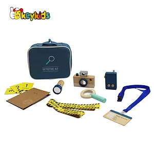 Customize pretend play set wooden toy detective kit for kids W10D425