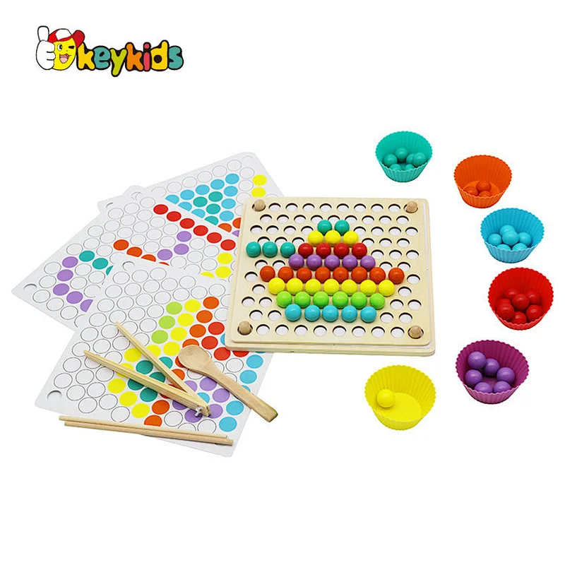 Montessori Beads counting game wooden color sorting toys for todders math Learning W12F113