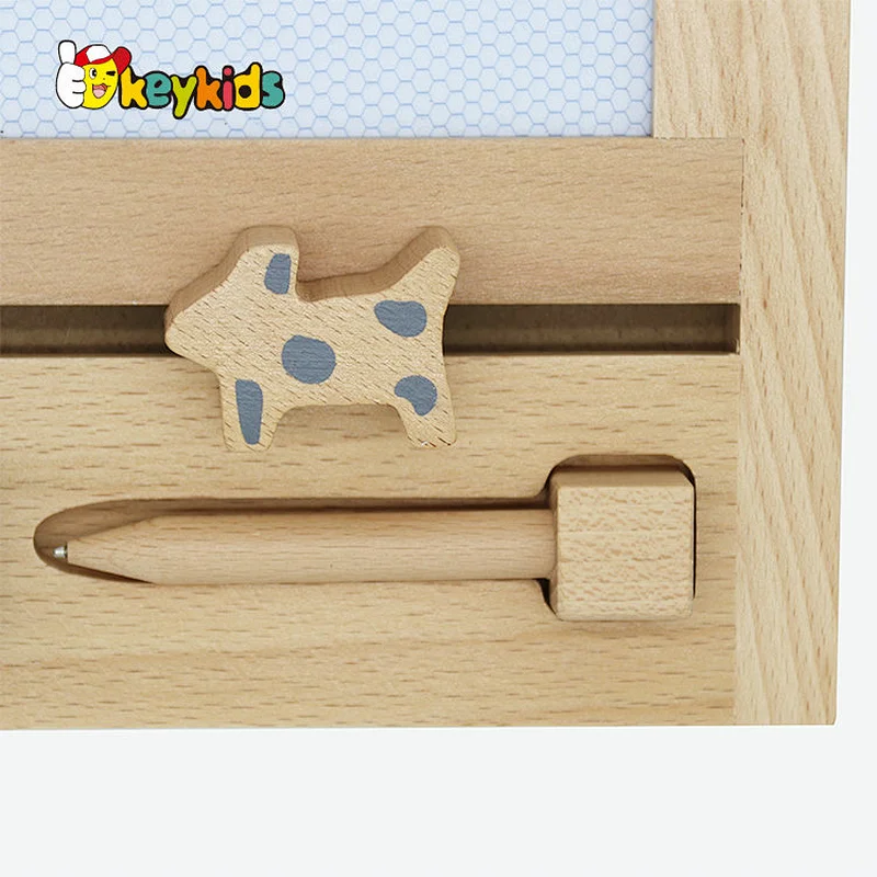 Customize kids sketch doodle board wooden magic drawing board with stamps W12B215
