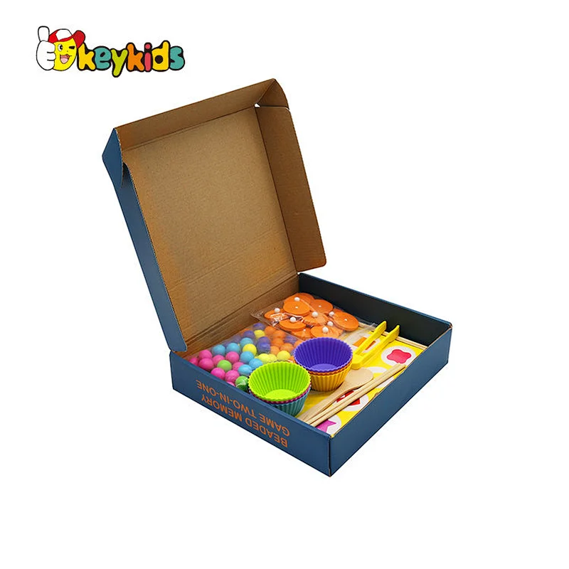 Montessori color classification toy woodenn bead clip bead board Game for kids Concentration Training W12F127