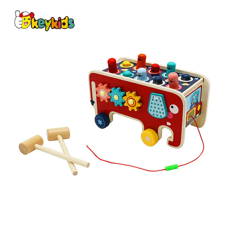 Children funny wooden game elephant beat hamsters toys for indoor play W11G077