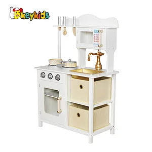 Update design deluxe white wooden kitchen playset for kids W10C749