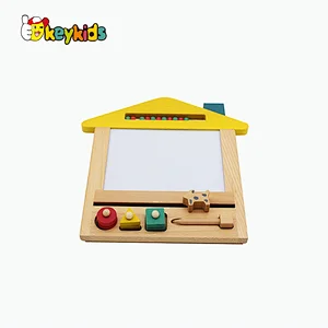 Customize kids sketch doodle board wooden magic drawing board with stamps W12B215