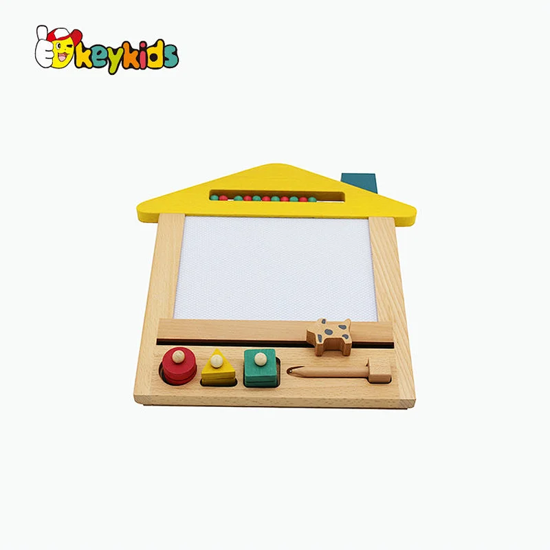 Customize kids sketch doodle board wooden magic drawing board with stamps W12B215