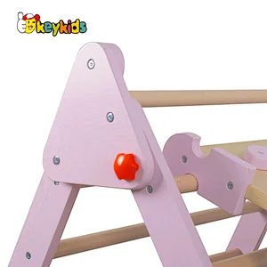 Montessori Indoor Playground Climbing 3 in 1 Foldable Wooden Triangle + Climbing Ramp + Arch Triangle for Toddlers W08K322