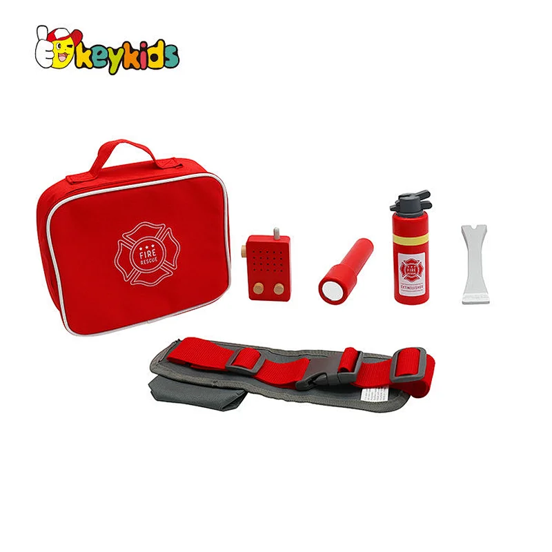Customize pretend play firefighting tool wooden fire rescue toy for kids W10D455
