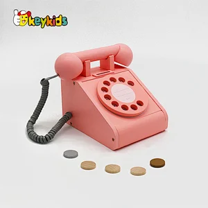 Customize pretend play telephone wooden toy landline phone for kids W10D454B