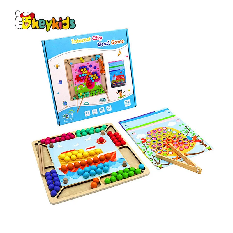 Hot selling Montessori toy clip wooden bead puzzle game for kids W12F111