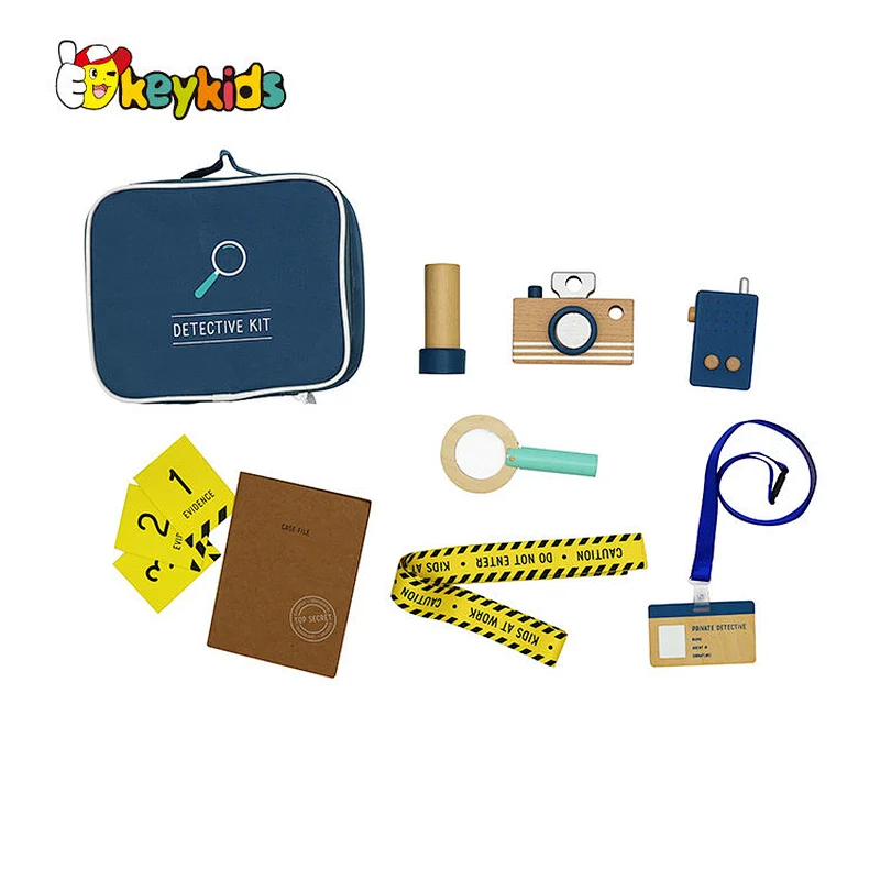 Customize pretend play set wooden toy detective kit for kids W10D425
