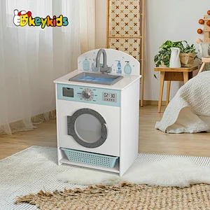 New design children pretend play wooden toy washing machine with sink W10D458
