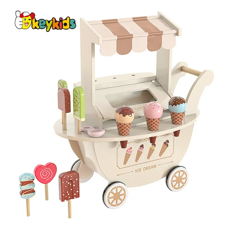 2022 New arrivals pretend play set wooden ice cream parlour toy for kids W10A148
