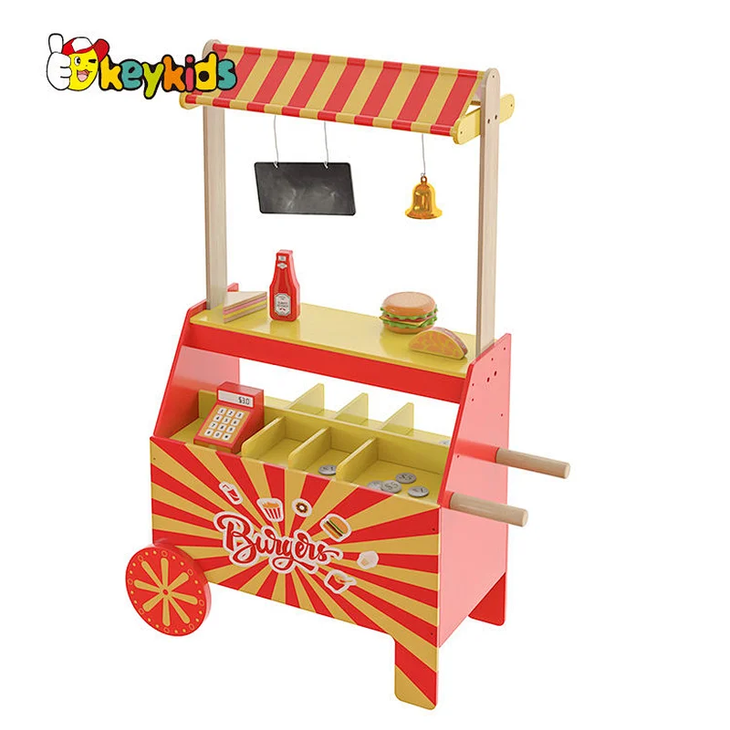New pretend play burger sandwich shop wooden counter toy for kids W10A149