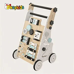 New design adjustable height wooden busy activity walker for kids W16E205