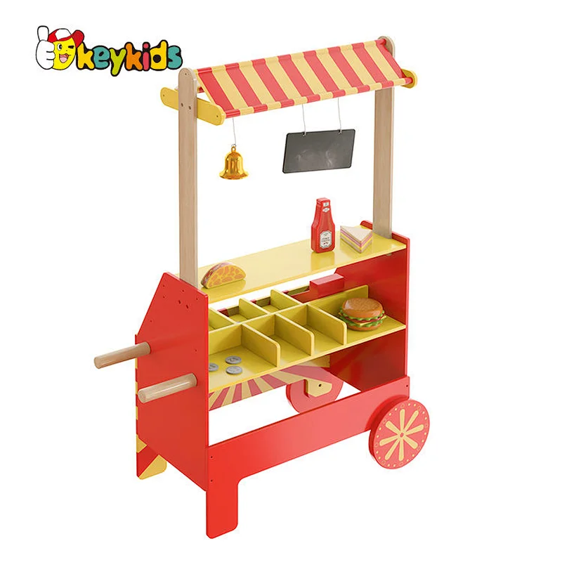 New pretend play burger sandwich shop wooden counter toy for kids W10A149