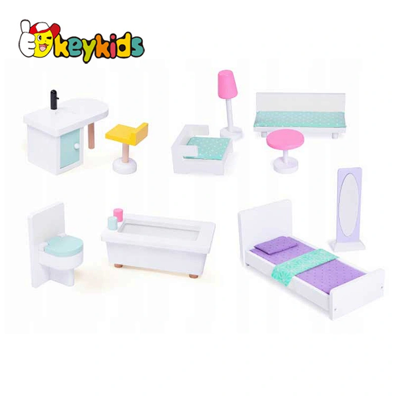 Customize girls wooden doll house set with lift W06A397