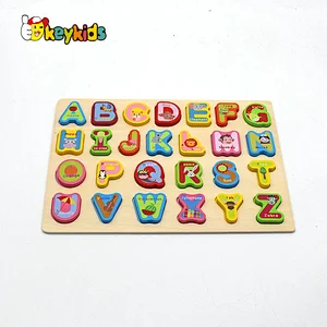 Customize educational sorting wooden alphabet matching puzzle for children W14B155